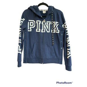 Pink Navy Blue Zip Up Hoodie.  Womens Size S